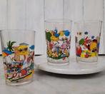 Vintage kinder glazen met vrolijke afbeeldingen., Ophalen of Verzenden, Zo goed als nieuw, Frisdrankglas