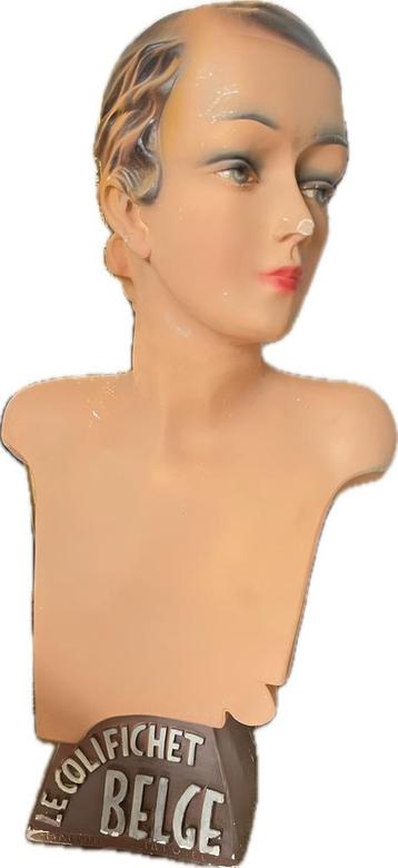 Gipsen etalgepop buste paspop 64 cm hoog Brocante opruiming beschikbaar voor biedingen