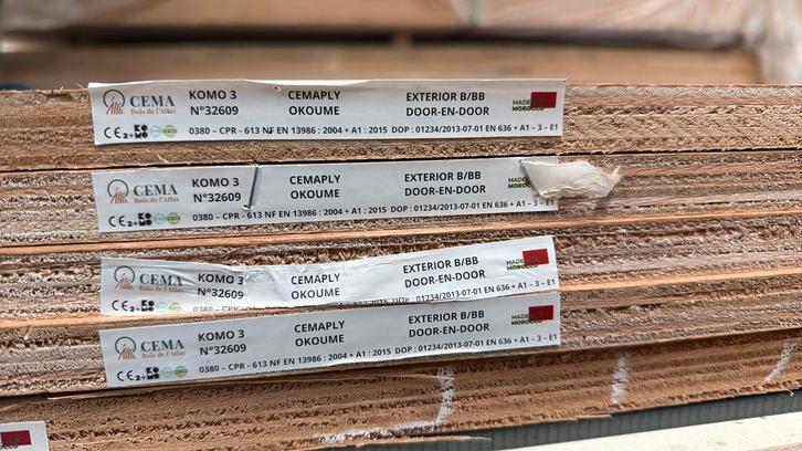 Okoume multiplex 3/4/5/9/15 Mm 1220*2500 1530x3010, Doe-het-zelf en Verbouw, Hout en Planken, Nieuw, Plank, Overige houtsoorten