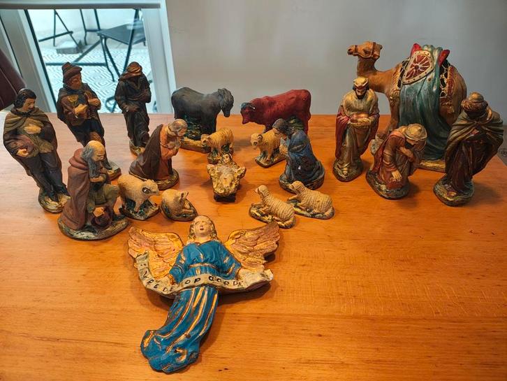 Mooie grote antieke 20 delige beeldengroep., Diversen, Kerst, Ophalen