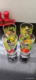 4 vintage glazen fruit, 10 cm, als nieuw, Ophalen of Verzenden, Huis en Inrichting