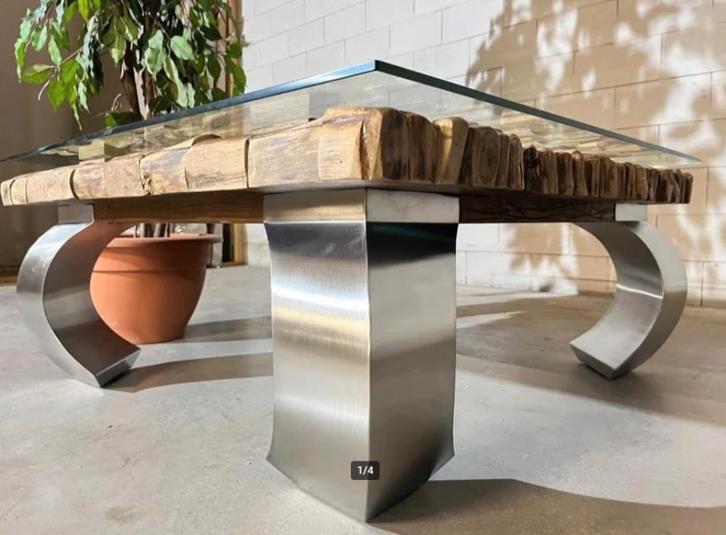 Exclusieve Rvs Tafelpoten set Julie Geborsteld (Hoogte 35cm), Huis en Inrichting, Tafelonderdelen, Nieuw, Tafelpoot, Minder dan 50 cm