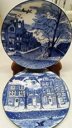 2 Delfts blauw bordjes Herfst + Winter, Ophalen of Verzenden