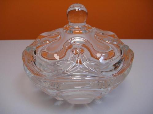 vintage kristallen bonbonnière van helder en frosted glas, Huis en Inrichting, Keuken | Keukenbenodigdheden, Zo goed als nieuw