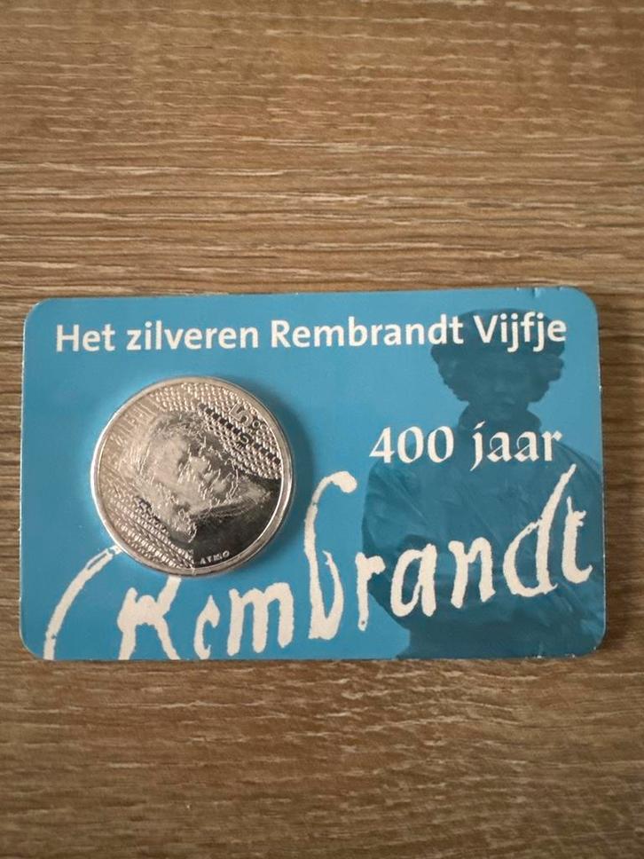 Zilveren Rembrandt Vijfje 2006, Postzegels en Munten, Munten | Nederland, Losse munt, 5 gulden, Koningin Beatrix, Zilver, Ophalen of Verzenden
