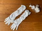 Witte gedrapeerde handschoenen + haaraccessoire, De witte Markies Alkmaar, Wit, Ophalen of Verzenden, Accessoires