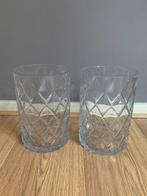 2 stuks grafische glazen vazen, Ophalen, Overige kleuren, Minder dan 50 cm, Glas