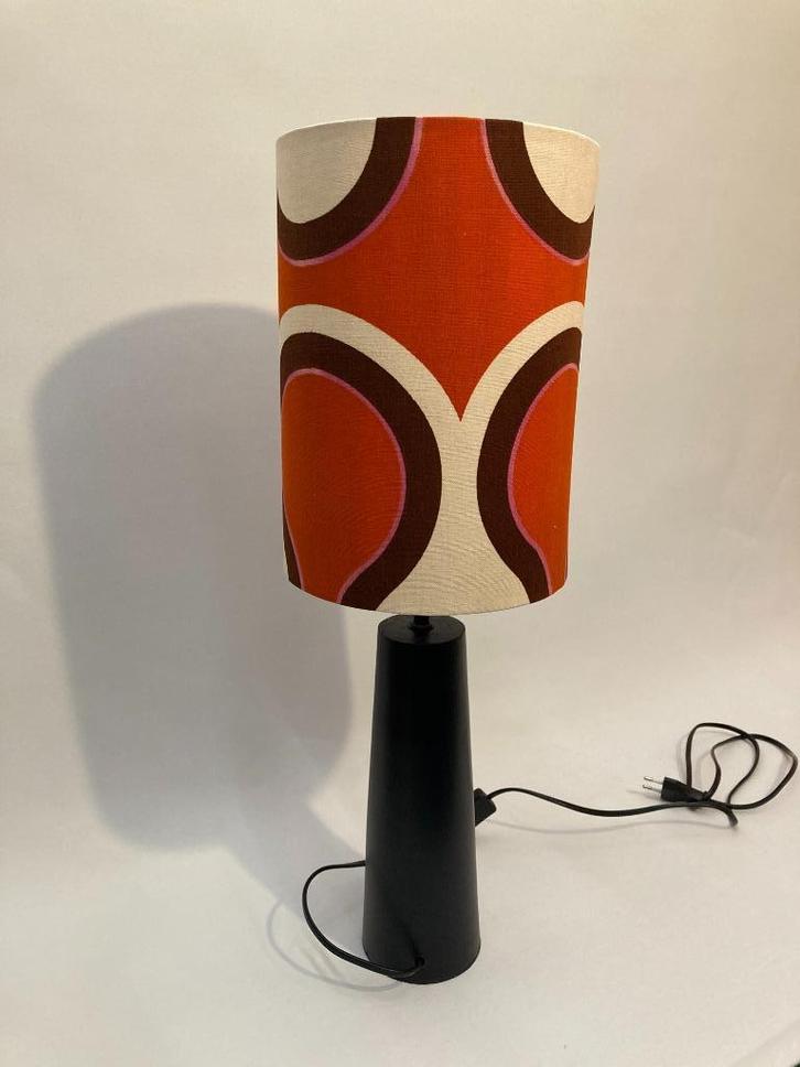 retro lamp rood bruin roze, Huis en Inrichting, Lampen | Tafellampen, Nieuw, Minder dan 50 cm, Hout, Stof, Ophalen of Verzenden