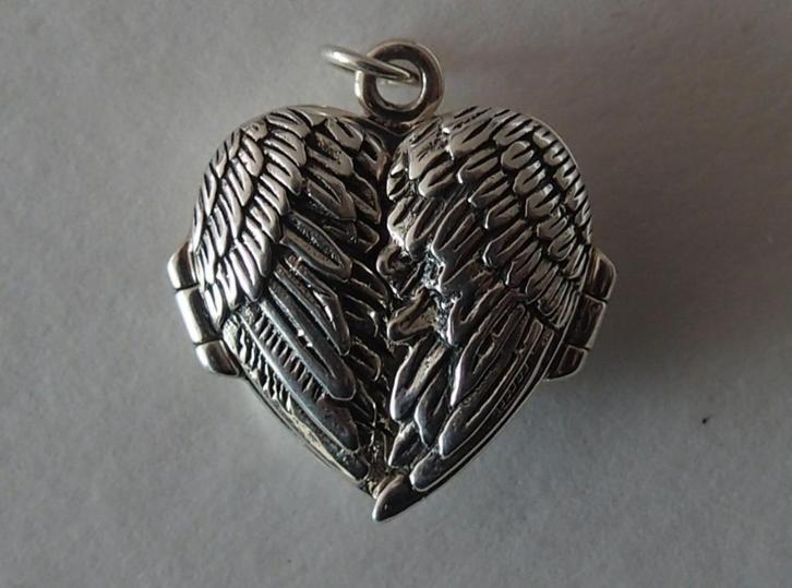 ZILVEREN MEDAILLON ANGELWINGS (NIEUW), Sieraden, Tassen en Uiterlijk, Antieke sieraden, Hanger, Zilver, Verzenden