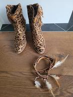Stoere panterprint cowboy laarsjes, Kleding | Dames, Schoenen, Bruin, Lage of Enkellaarzen, Ophalen of Verzenden, Onbekend