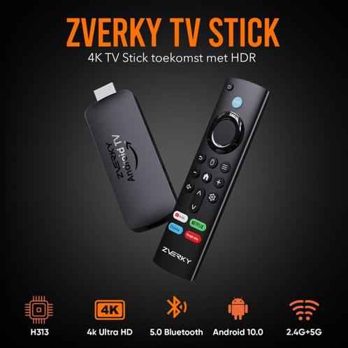Zverky Android TV Stick 4K | Nieuw in doos, Audio, Tv en Foto, Mediaspelers, Zo goed als nieuw
