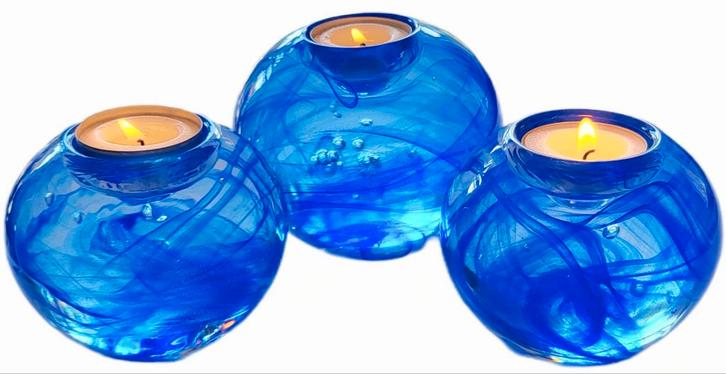 Kosta Boda 1 grote, 2 kleine cool moon waxinelichthouder, Antiek en Kunst, Antiek | Glas en Kristal, Ophalen of Verzenden