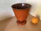 Vintage jaren 60 oranje bloempot op voet,hoog 14,5 cm,retro., Ophalen of Verzenden