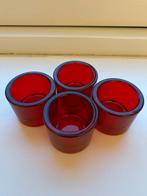 Set van 4 rode kaarsenhouders theelichtjes houder nieuw, Overige materialen, Ophalen of Verzenden, Zo goed als nieuw, Rood