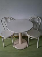 Witte ronde tafel met 2 stoelen, Ophalen, Gebruikt, Minder dan 4 stoelen