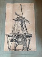 Originele tekening van een stellingmolen in haarlem., Antiek en Kunst, Kunst | Tekeningen en Foto's, Ophalen