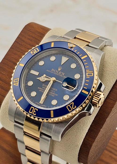 Rolex Submariner Date 116613LB Full-Set, Sieraden, Tassen en Uiterlijk, Horloges | Heren, Zo goed als nieuw, Rolex, Goud, Staal
