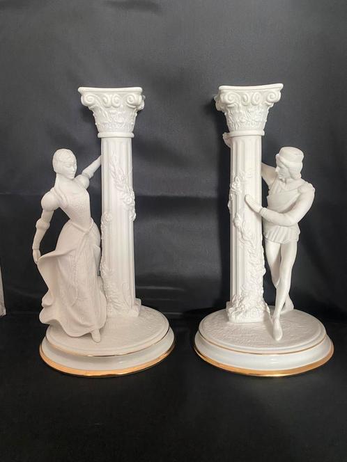 Franklin Mint Romeo en Juliet kandelaars porselein Julia, Verzamelen, Beelden en Beeldjes, Zo goed als nieuw, Mens, Ophalen of Verzenden