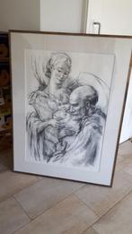 Bijzondere houtskool tekening ouders met kind Guido Griendt, Ophalen, Zo goed als nieuw, 75 tot 100 cm, 75 cm of meer