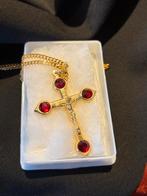 Mooi goudkleurig kruis 6,5 cm uit Rome nieuw ketting 60 cm, Overige materialen, Nieuw, Ophalen of Verzenden, Kruis of Symbool