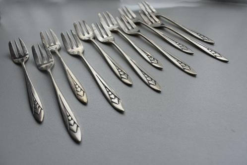 N.V. Zilverfabriek Voorschoten zilver 11x vorkje art deco, Antiek en Kunst, Antiek | Goud en Zilver, Zilver, Ophalen of Verzenden