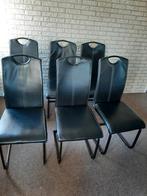 6 stoelen zwart met metalen frame Koopje 35€, Vijf, Zes of meer stoelen, Gebruikt, Ophalen of Verzenden, Zwart