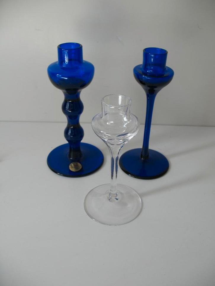 Leerdam Glazen kandelaars voor KLM ontwerp Frans Molenaar, Antiek en Kunst, Antiek | Glas en Kristal, Ophalen of Verzenden