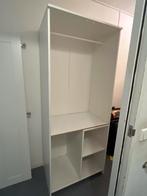 Witte kledingkast met hanggedeelte en planken, Ophalen, Kunststof, Gebruikt, 50 tot 100 cm