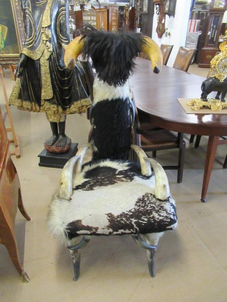 Oer 10069 vintage Amerikaanse koestoel met hoorns, Huis en Inrichting, Fauteuils, Ophalen