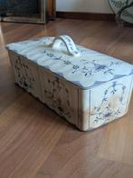 Antieke cakedoos societe ceramique blauw wit Saksen?, Ophalen of Verzenden
