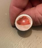 Vintage emaille glas zilverkleur ring boho hippie sieraad, Ophalen of Verzenden, Zo goed als nieuw, 17 tot 18, Dame