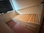 Hemnes bedbank.. uitschuifbaar met 3 grotelade(1-2 persoons), Verstelbaar, Eenpersoons, Wit, Ophalen of Verzenden