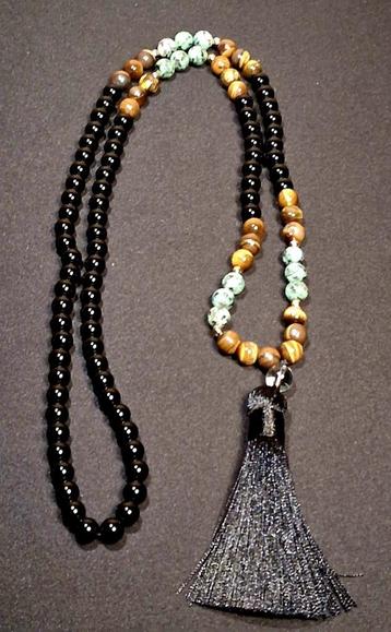 Mala ketting obsidiaan tijgeroog Afrikaanse turquoise beschikbaar voor biedingen