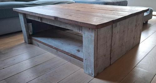 Grote, robuust steigerhouten salontafel, Huis en Inrichting, Tafels | Salontafels, Zo goed als nieuw, Minder dan 50 cm, 50 tot 100 cm