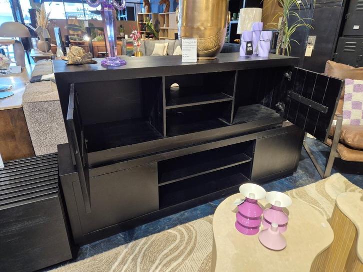 Tv Meubel Preto Zwart | 150 of 180 cm Direct Leverbaar -30%%, Huis en Inrichting, Kasten | Televisiemeubels, Nieuw, Minder dan 100 cm