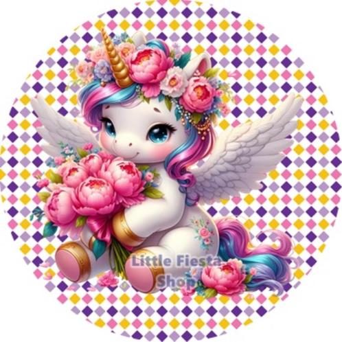 LF1883 ouwel eenhoorn meisje 20x4,7cm eetbare cupcake rondje, Hobby en Vrije tijd, Taarten en Cupcakes maken, Nieuw, Versiering