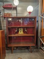 Vintage Wandkast met vitrine  jaren 60 teak, Ophalen, ,, ,, ,