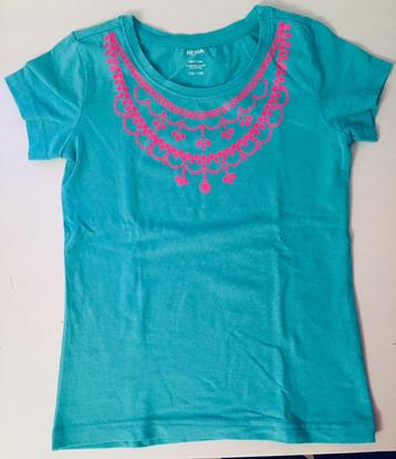 Leuk turquoise t-shirt met opdruk te koop. Maat 122/128 beschikbaar voor biedingen