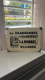 Emaille reclamebord Hobbel zaadhandel boederij vlijmen, Ophalen of Verzenden