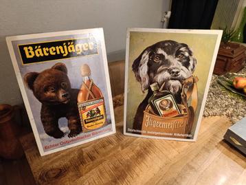 2 Oude Reclameborden - Bärenjäger & Jägermeister beschikbaar voor biedingen