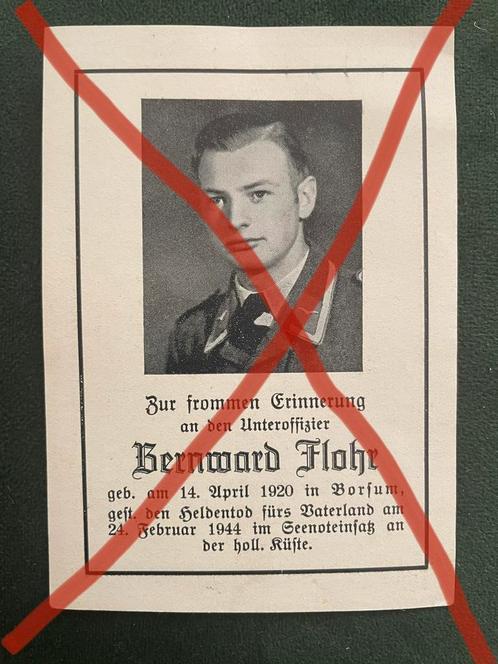 Bidprentje piloot Seenotflottille Holland / Egmond 1944, Verzamelen, Militaria | Tweede Wereldoorlog, Foto of Poster, Nederland