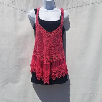 Apart roze doorschijnend shirt, tule, kant Mt L/XL Merk Fee beschikbaar voor biedingen