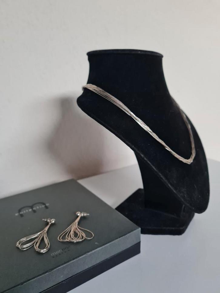 Vintage Navajo 925 zilveren ketting oorbellen liquid zilver, Sieraden, Tassen en Uiterlijk, Kettingen, Zo goed als nieuw, Zilver