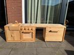 Speelkeuken van steigerhout met opbergbak, Kinderen en Baby's, Speelgoed | Speelkeukens, Ophalen, Zo goed als nieuw