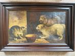 schilderij kat met honden, Antiek en Kunst, Ophalen