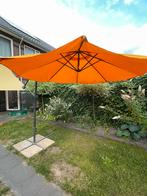 Parasol, kleur oranje/geel, incl. voetplaat, Tuin en Terras, Ophalen, 2 tot 3 meter, Zweefparasol, Verstelbaar