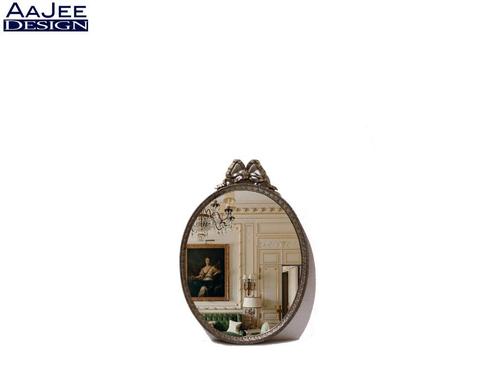 Authentiek Franse messing strikspiegel – Louis XVI – Empire, Antiek en Kunst, Antiek | Spiegels, Minder dan 50 cm, Minder dan 100 cm