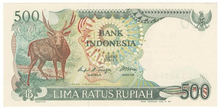 24-1500 Indonesia 500 rupiah 1988, Postzegels en Munten, Bankbiljetten | Azië, Los biljet, Zuidoost-Azië, Verzenden