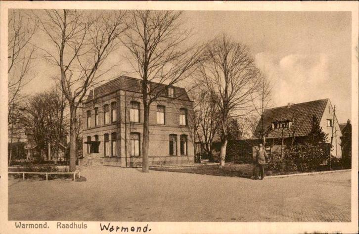 Warmond - Raadhuis, Verzamelen, Ansichtkaarten | Nederland, Gelopen, Zuid-Holland, 1920 tot 1940, Ophalen of Verzenden