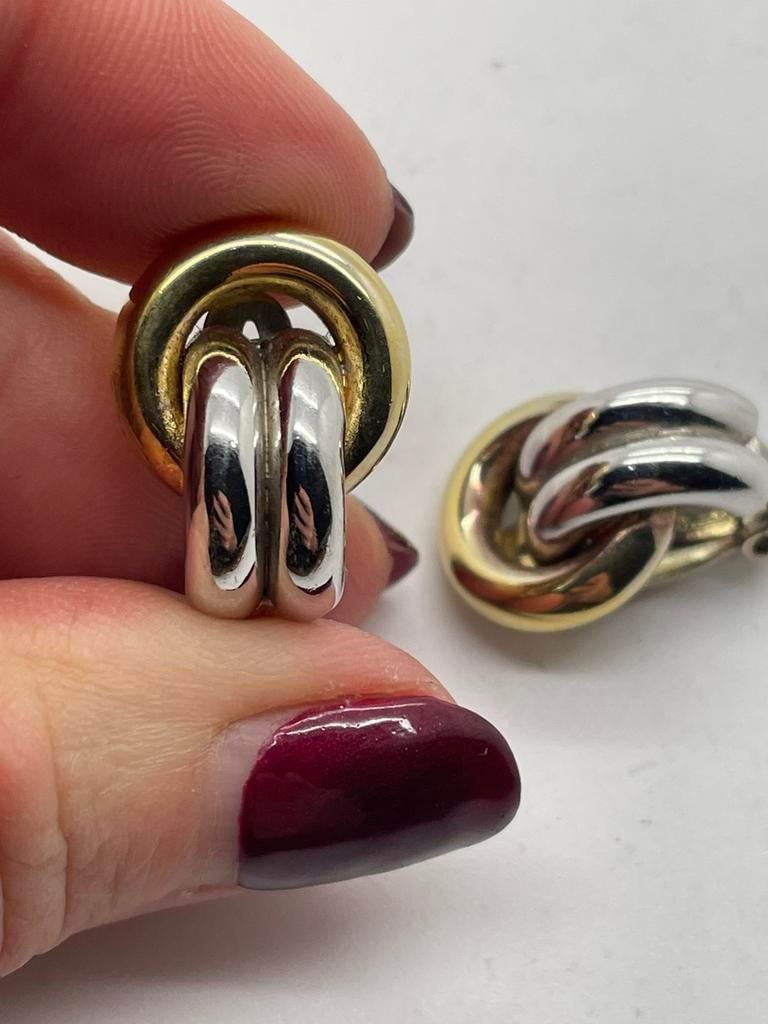 B951 Prachtige zilveren bicolor clip oorbellen, Ophalen of Verzenden, X, Goud, Zilver